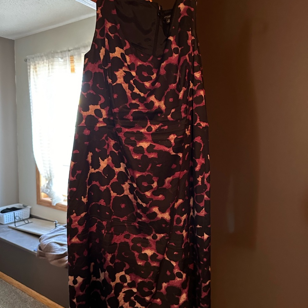 Ann Taylor Black and Orange Asymmetrical Ruffled Sundress